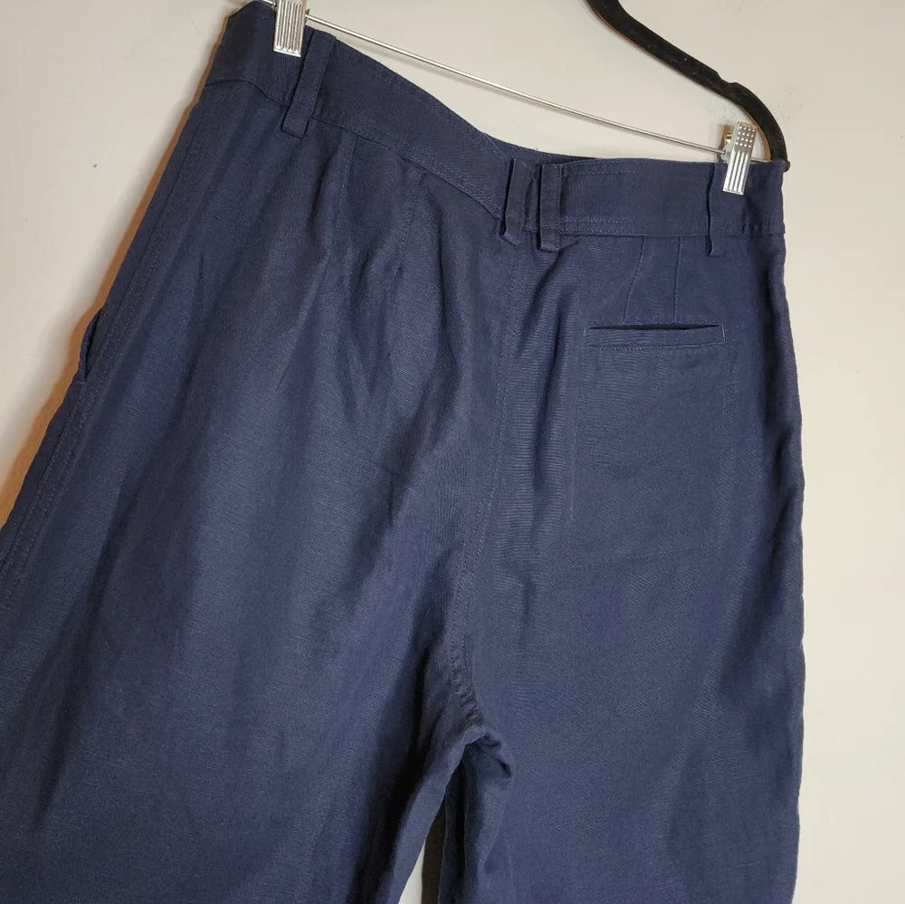 Banana Republic Linen Cotton Mya‎ Cargo Utility Pants Navy Blue Size 12